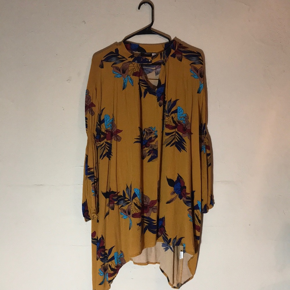 Size L Mustard Yellow Floral Dress